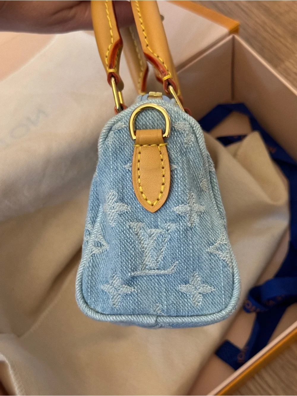 Louis Vuitton Light Blue Denim Nano Speedy 2023 - Picture 13 of 16